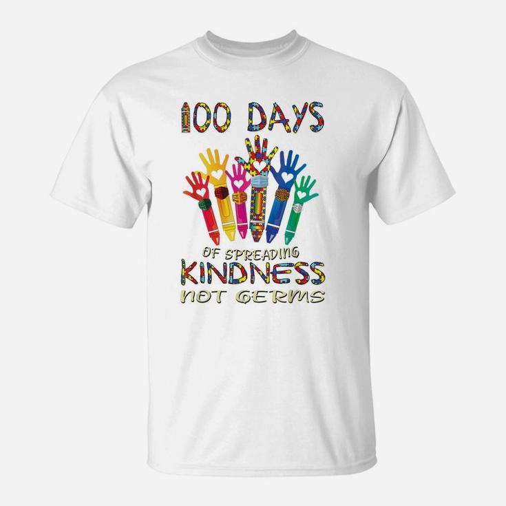 Autism Awareness 100 Days Of Spreading Kindness Not Germs T-Shirt