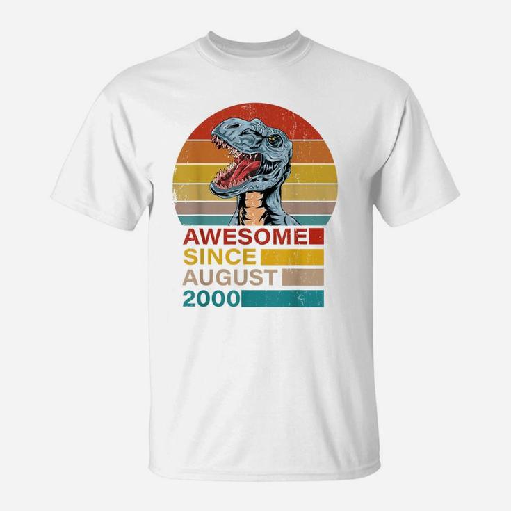 Awesome Since August 2000 Dinosaur 21 Year Old Birthday T-Shirt