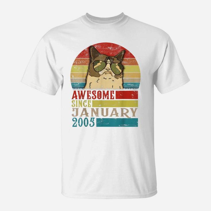 Awesome Since January 2005 15Th Birthday Gift For Cat Lovers T-Shirt