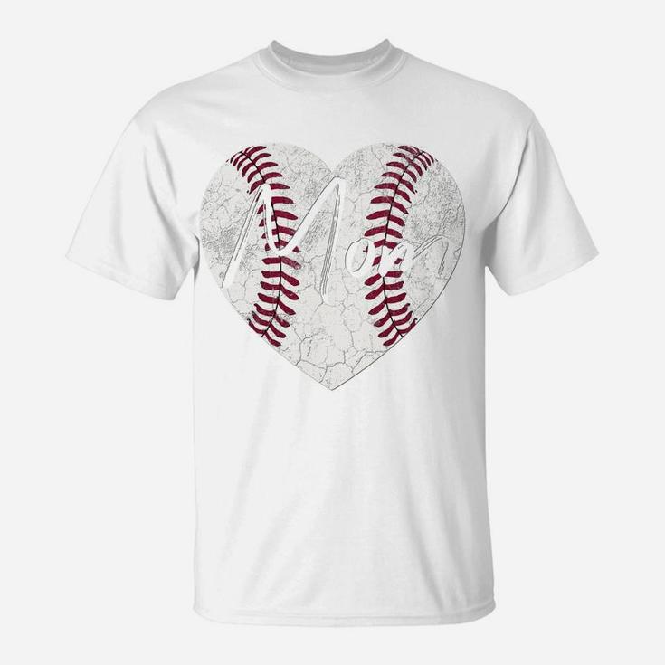 Baseball Heart Mom Softball Mother's Day Christmas Gift T-Shirt