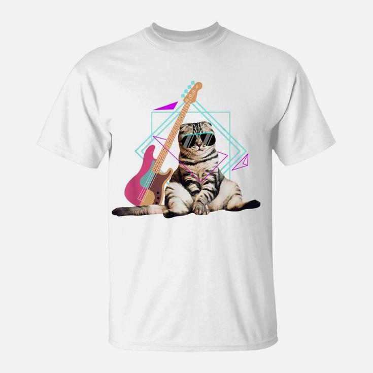 Bass Cat I Rock Kitty On A Bass I Cat Lover I Guitar Cat T-Shirt