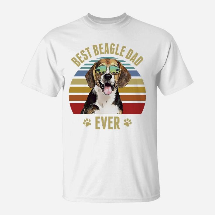 Beagle Best Dog Dad Ever Retro Sunset Beach Vibe Sweatshirt T-Shirt