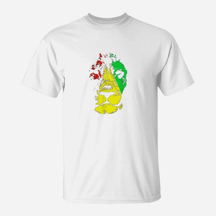 Beautiful Lion Face Rasta Colors Style T-Shirt
