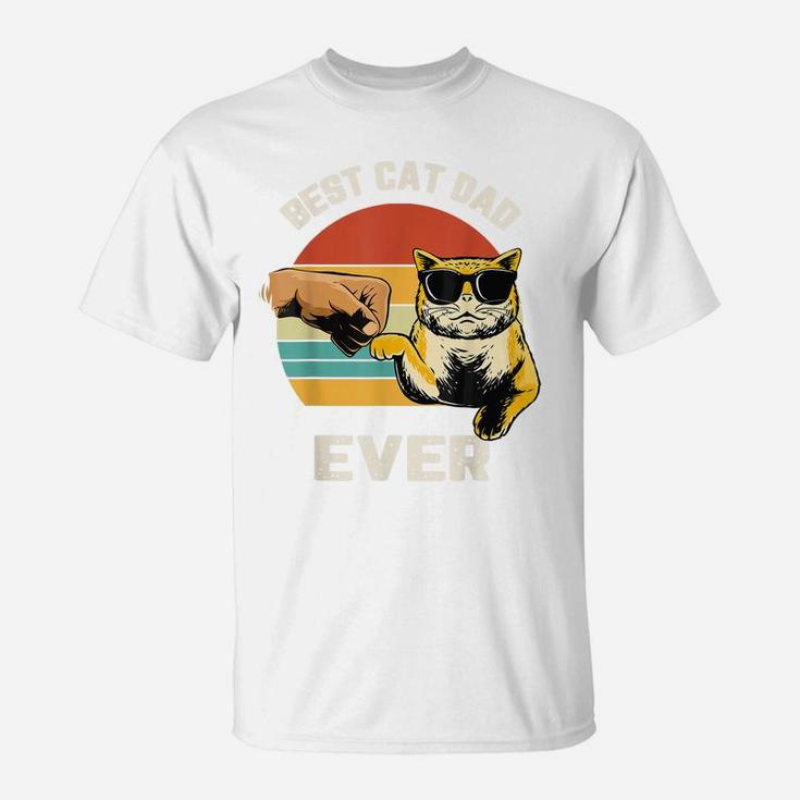 Best Cat Dad Ever Paw Fist Bump Fit Tee Funny Cat Dad T-Shirt