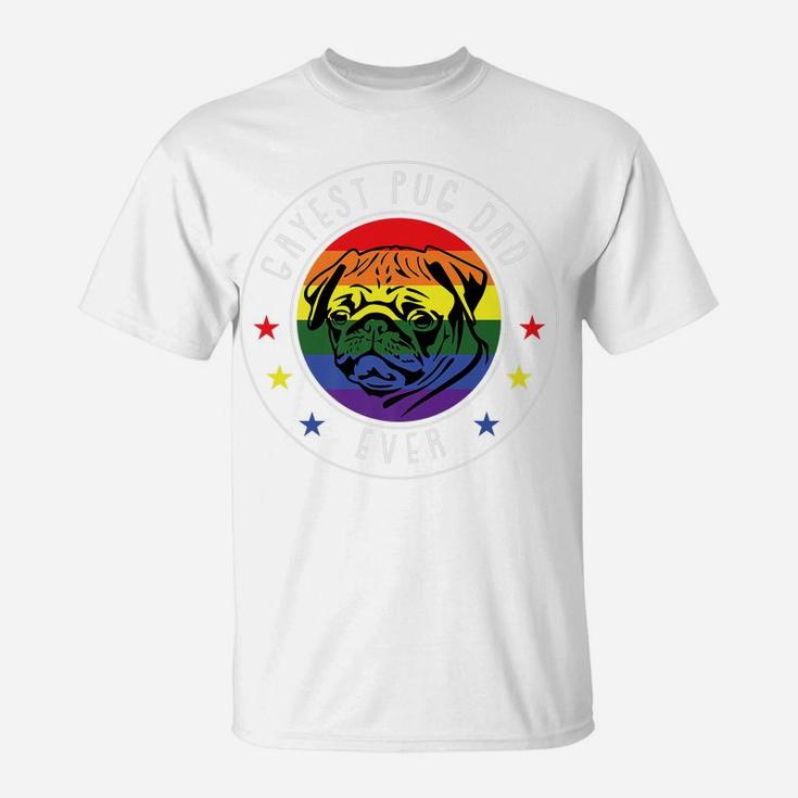 Best Pug Dad Ever Lgbt-Q Gay Pride Flag Dog Lover Ally T-Shirt