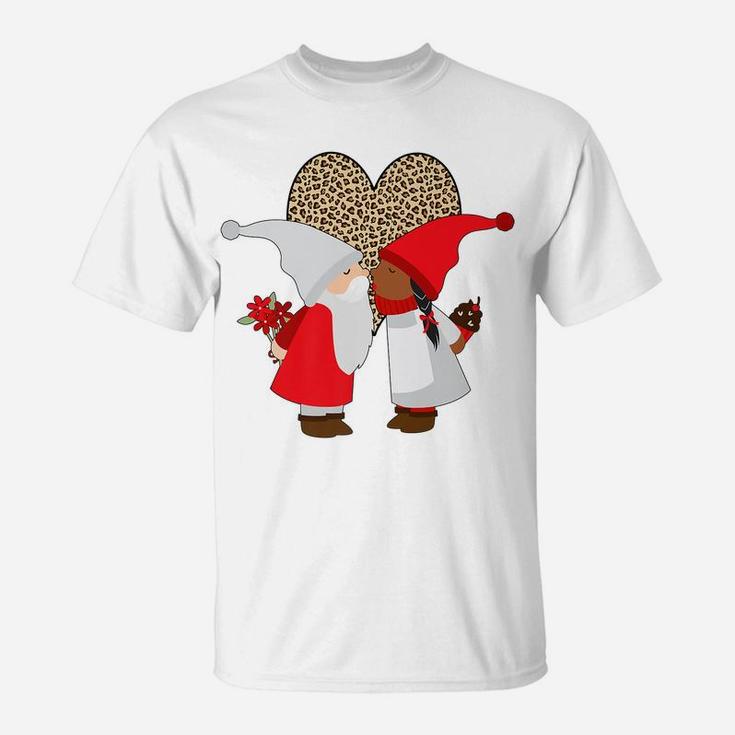 Biracial Couples Gift Valentines Ethnic Gnome Mixed Leopard T-Shirt