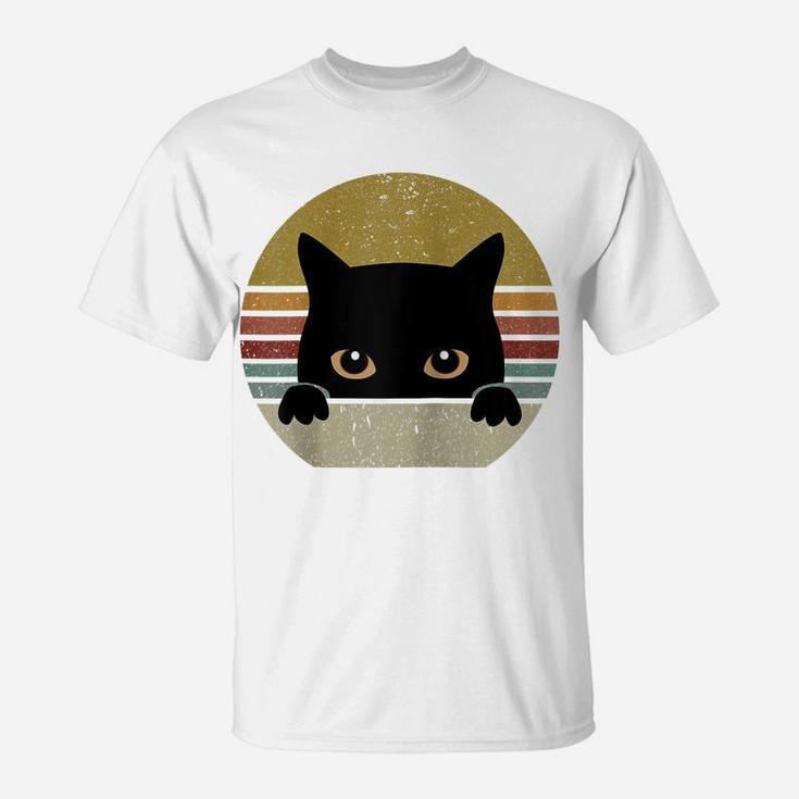 Black Cat Vintage Retro Style Cats Lover Raglan Baseball Tee T-Shirt