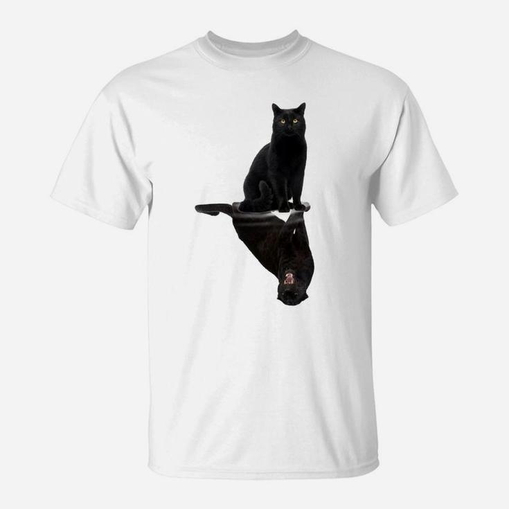 Black Cats Reflection Gift Cat Lovers Cute Black Tiger T-Shirt