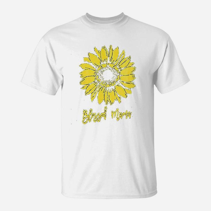 Blessed Mama  For Women Sunflower Graphic T-Shirt