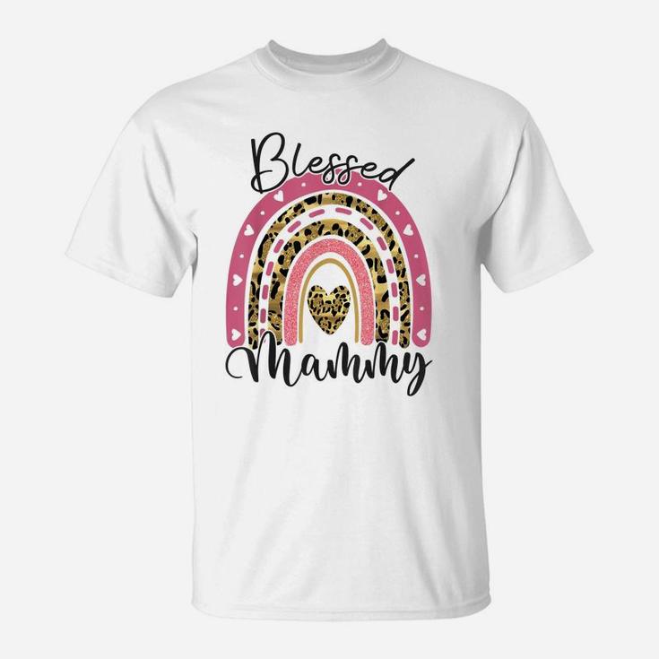 Blessed Mammy Funny Leopard Boho Rainbow Mammy Life T-Shirt