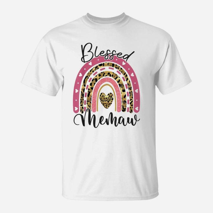 Blessed Memaw Funny Leopard Boho Rainbow Memaw Life T-Shirt