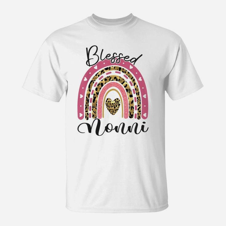 Blessed Nonni Funny Leopard Boho Rainbow Nonni Life T-Shirt