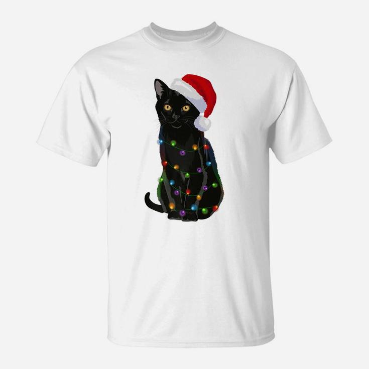 Bombay Cat Christmas Lights Xmas Cat Lover Santa Hat T-Shirt