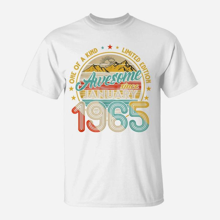 Born In January 1965 56Th Birthday Gift Retro 56 Years Old T-Shirt