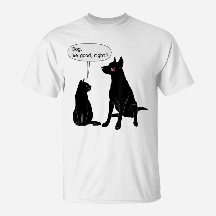 Cat Humor Cat Slap Dog Funny Black Cat And Dog Lovers T-Shirt