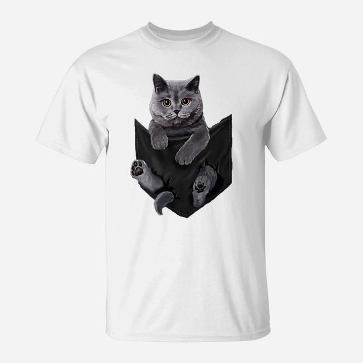 Cat Lovers Gifts British Shorthair In Pocket Funny Kitten T-Shirt
