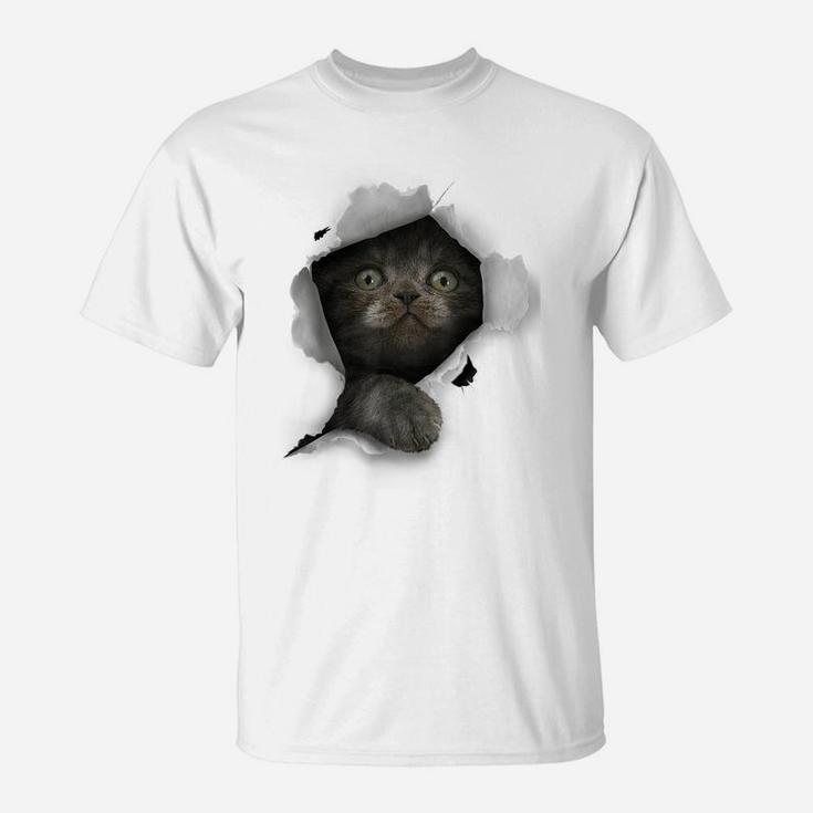 Cat Shirt, Gray Cat Tshirt, Cat Torn Cloth Shirt, Kitten T-Shirt