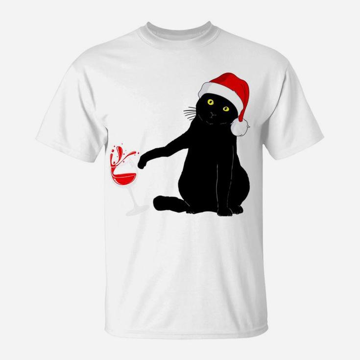 Cat Themed Christmas Sweater For Men Women Wine Lovers Sweatshirt T-Shirt