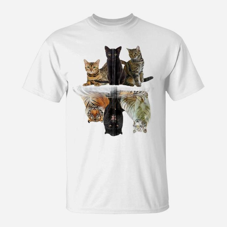 Cats Reflection Gift Friend Cat Lovers Cute Tiger Zip Hoodie T-Shirt