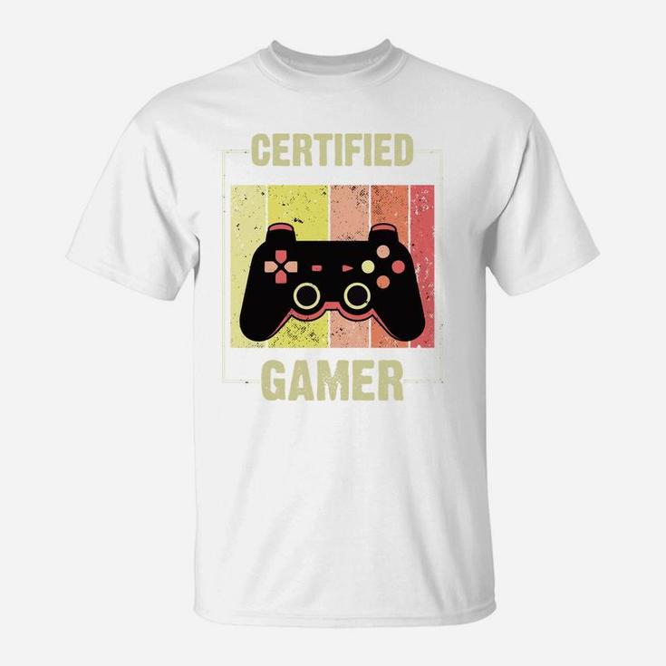 Certified Gamer Retro Funny Video Games Gaming Boys Girls T-Shirt
