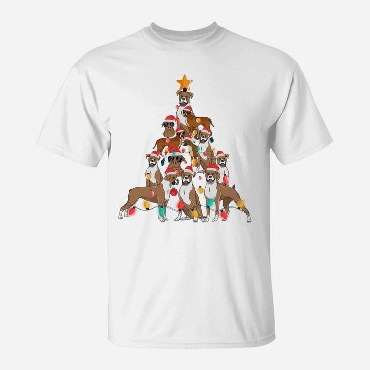Christmas Dog Boxer Tree Holiday Gifts Dog Lover Funny Xmas Sweatshirt T-Shirt