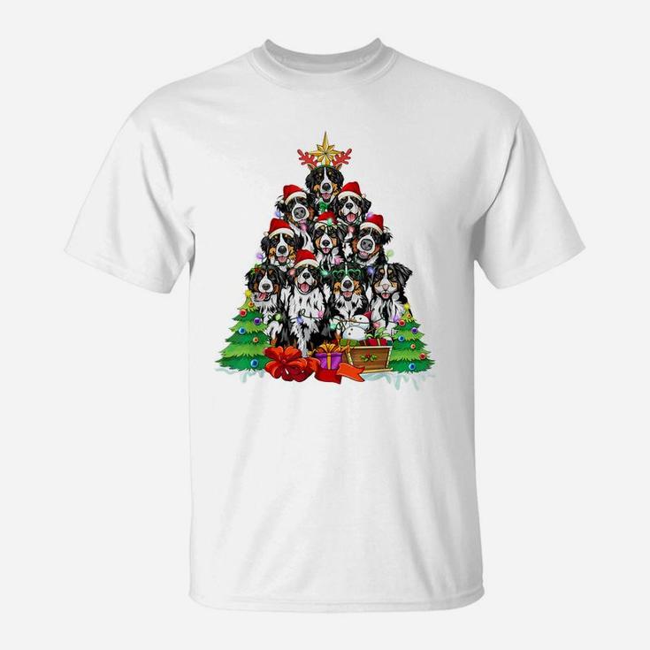 Christmas Pajama Bernese Mountain Tree Xmas For Dog Dad Mom T-Shirt