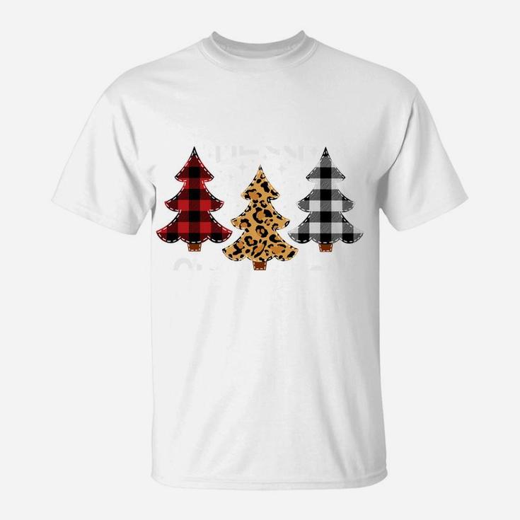 Christmas Tee Leopard & Red White Buffalo Plaid Xmas Tree Sweatshirt T-Shirt