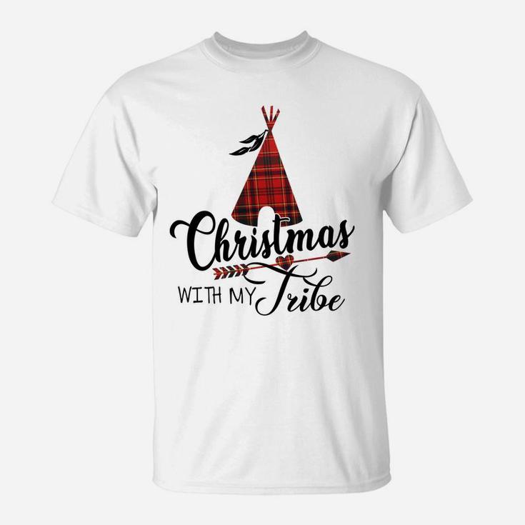 Christmas With My Tribe Buffalo Plaid Funny Pajamas Xmas Sweatshirt T-Shirt