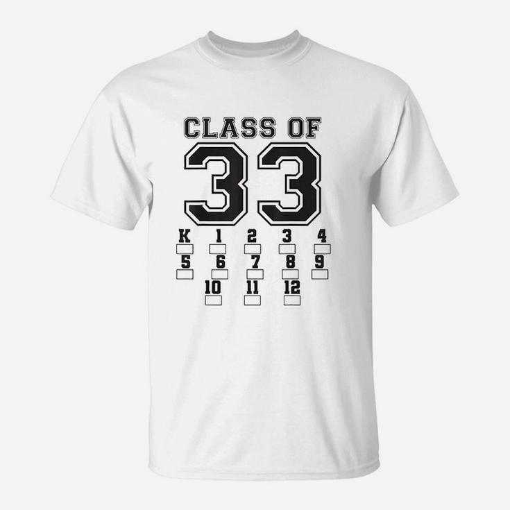 Class Of 2033 Grow With Me Back To School Checkmarks Graphic T-Shirt