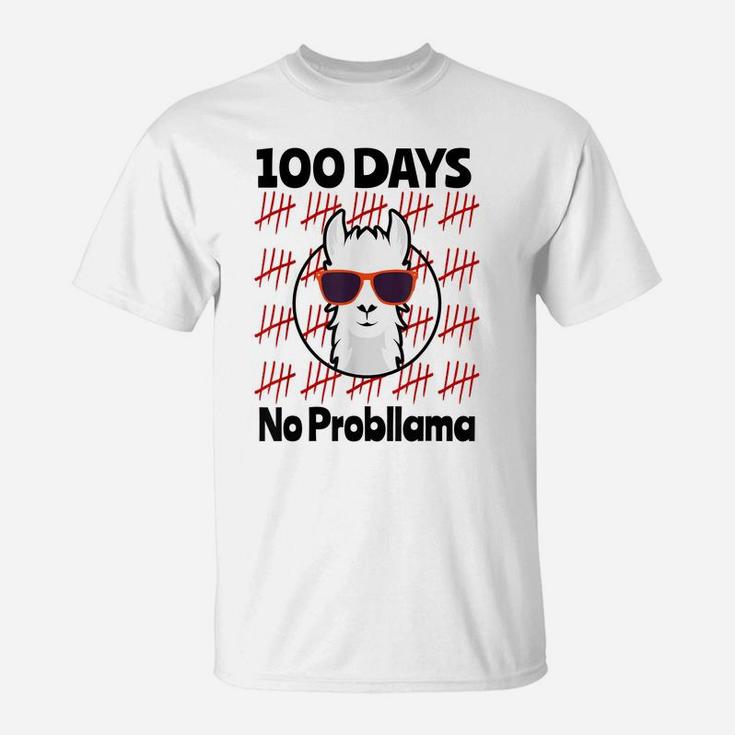 Cool Llama Happy 100Th Day Of School Boys Kids Funny Gift T-Shirt