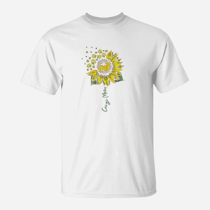 Corgi Mom Sunflower Corgi Lover Gifts Dog Mom Mama T-Shirt