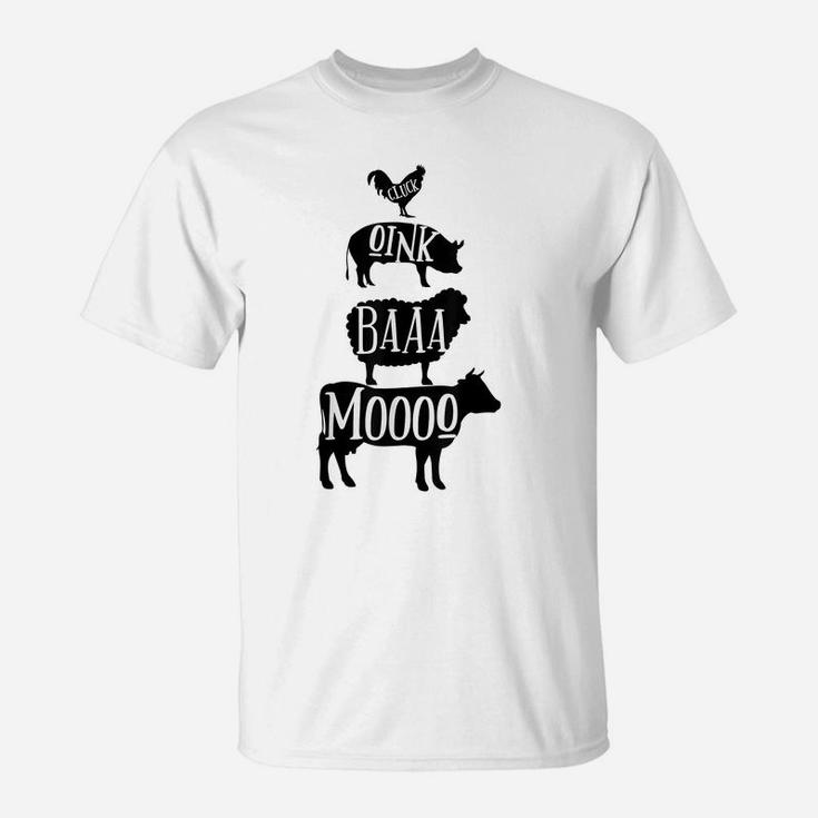 Cow Pig Sheep Chicken | Stack Farm Animal Sounds Silhouettes T-Shirt