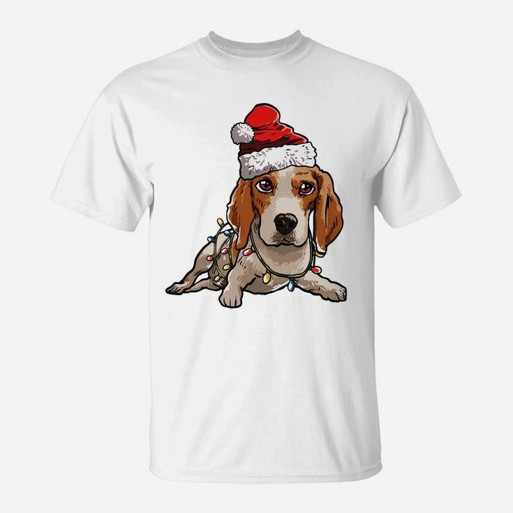 Cute Beagle Retriever Santa Christmas Tree Lights Xmas Sweatshirt T-Shirt