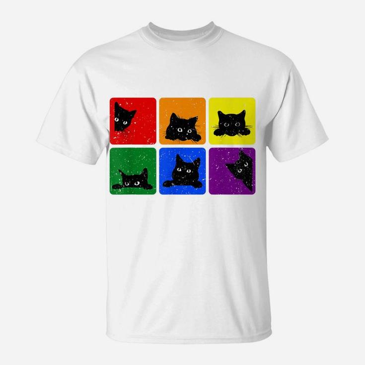 Cute Black Cat Lgbt Rainbow Gay Pride Cat Lovers T-Shirt