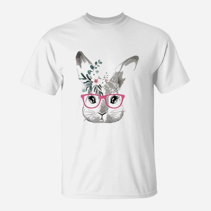 Cute Bunny Face With Pink Glasses T-Shirt