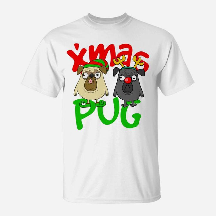 Cute Christmas Pugs Owner Pug Lover Xmas Dog Dad Dog Mom T-Shirt