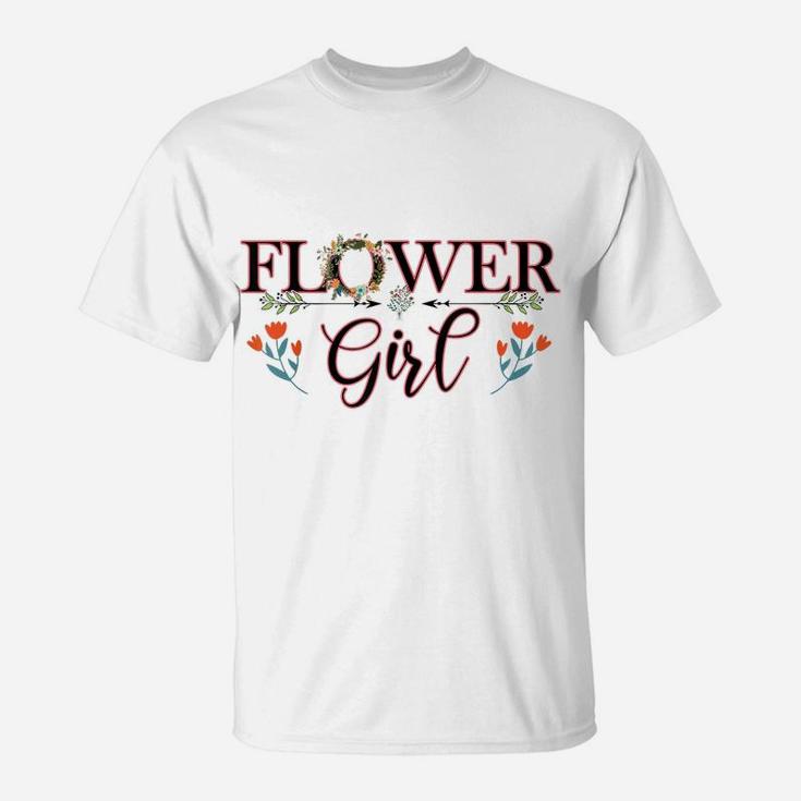 Cute Flower Girl, Flower Ring Wreath Design Gifts Women Kids T-Shirt