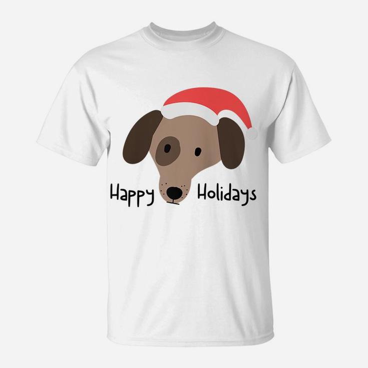 Cute Hand-Drawn Dog Christmas Puppy With Funny Santa Hat Raglan Baseball Tee T-Shirt