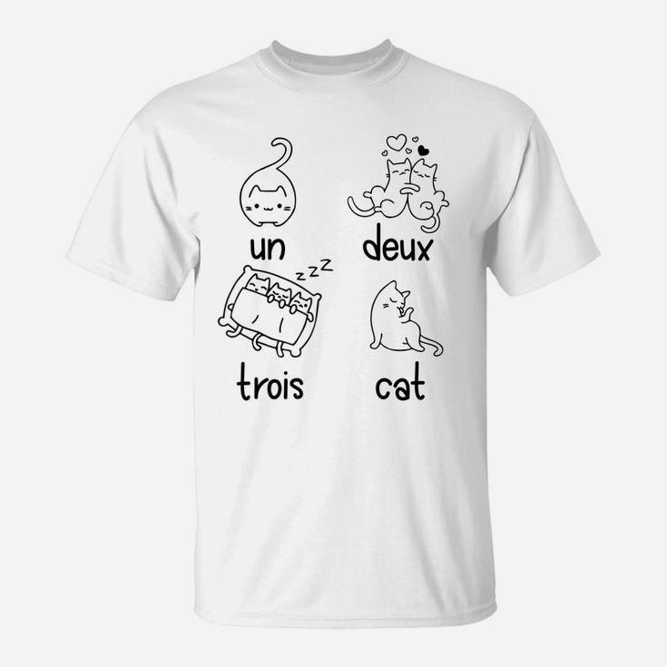 Cute Un Deux Trois Cat Loving French 1-2-3-4 Counting Kitty Raglan Baseball Tee T-Shirt