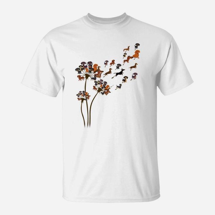 Dachshund Dog Dandelion Flower Funny Animal Lovers Men Women T-Shirt