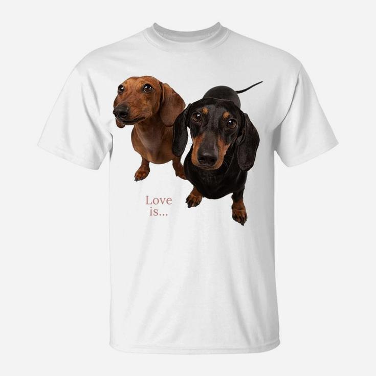 Dachshund Shirt Weiner Dog Mom Dad Love Doxie Puppy Cute Tee T-Shirt