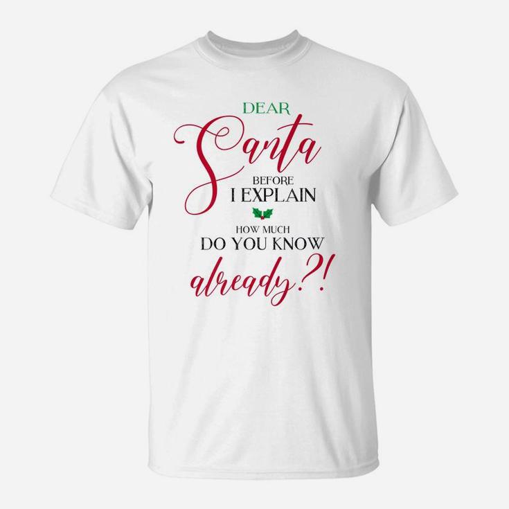 Dear Santa Before I Explain - Christmas T-Shirt