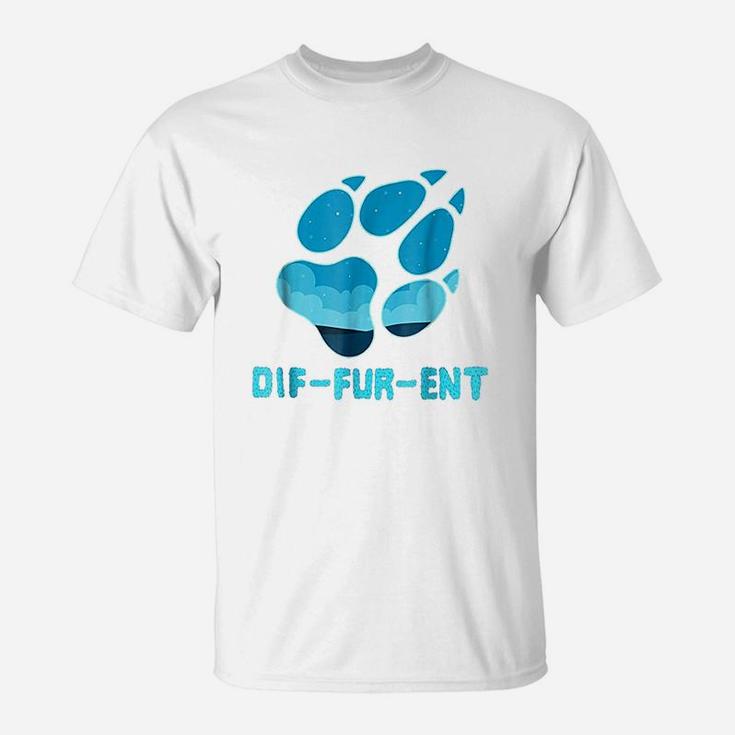 Dif Fur Ent Wolf Dog Paw T-Shirt