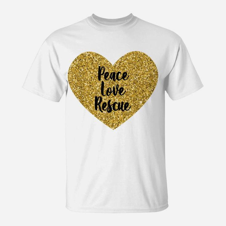 Dog Lover Peace Love Rescue Dog Mom T-Shirt