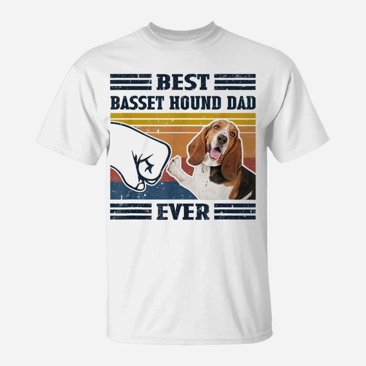 Dog Vintage Best Basset Hound Dad Dad Ever Father's Day T-Shirt