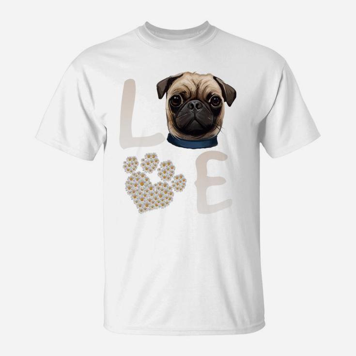 Dogs 365 Love Pug Dog Paw Pet Rescue T-Shirt