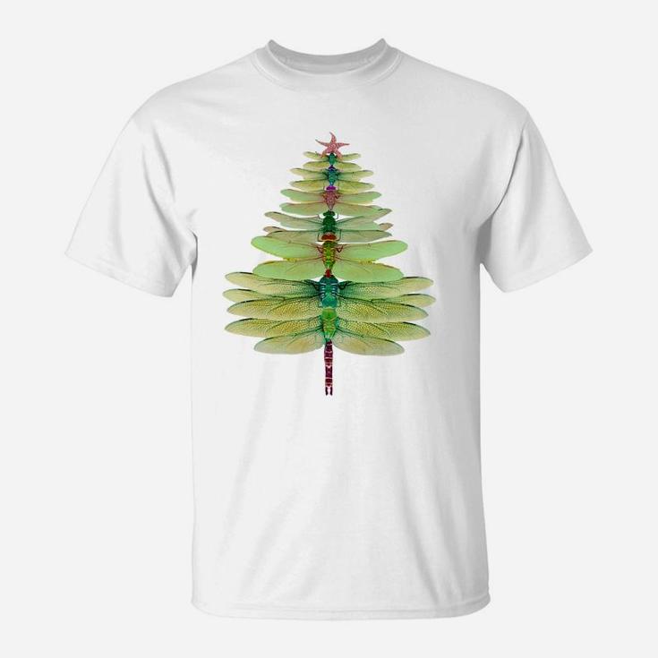 Dragonfly Christmas Tree Funny Dragonfly Lovers Xmas Sweatshirt T-Shirt