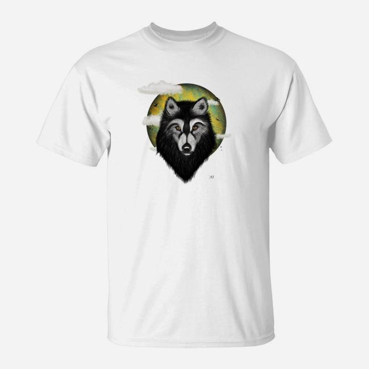 Einsamer Wolf Rudel Alpha Mond Geschenkidee Für Wolfsmenschen T-Shirt