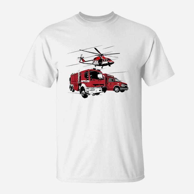 Ems Fire Truck Ambulance Rescue Helicopter T-Shirt
