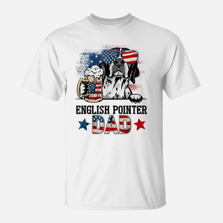 English Pointer Dog Dad American Flag Glasses T-Shirt